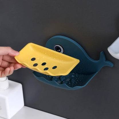 Shower Soap Holder with Drain, Portable Fish Shape, Toilet Laundry Rack, Tray for Basin