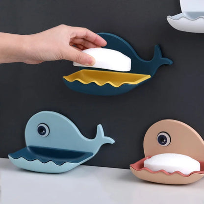 Shower Soap Holder with Drain, Portable Fish Shape, Toilet Laundry Rack, Tray for Basin