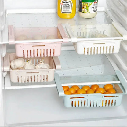 Flexible & Expandable Fridge Storage Basket - 1Pc Organizer Drawer Rack for Fresh & Frozen Food,