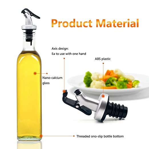 Kitchen Oil Bottle Stainless Steel Leak-Proof Soy Sauce Vinegar Storage, Oil Bottle, Oil Dispenser, Oil Dispenser for Kitchen, 500ml, 1 Piece