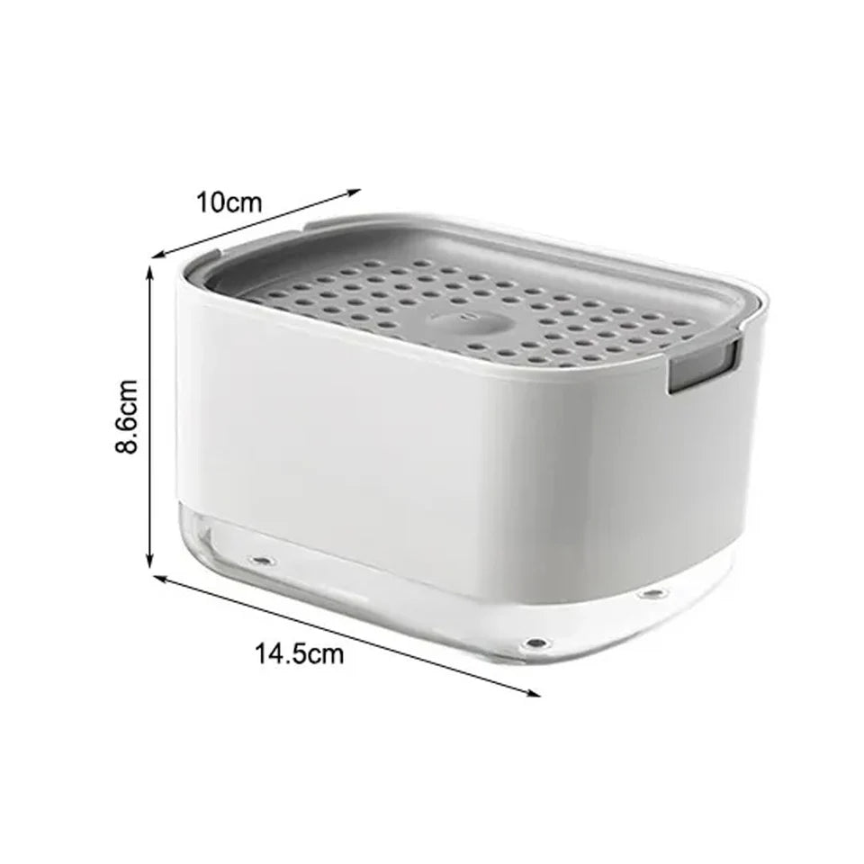 Soap Dispenser Box With Sponge Holder Hand Press Liquid Dispensing Box Liquid Soap Pump Box Kitchen Automatic Detergent Foam Box