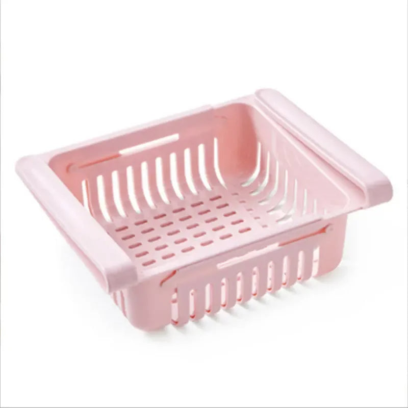 Flexible & Expandable Fridge Storage Basket - 1Pc Organizer Drawer Rack for Fresh & Frozen Food,