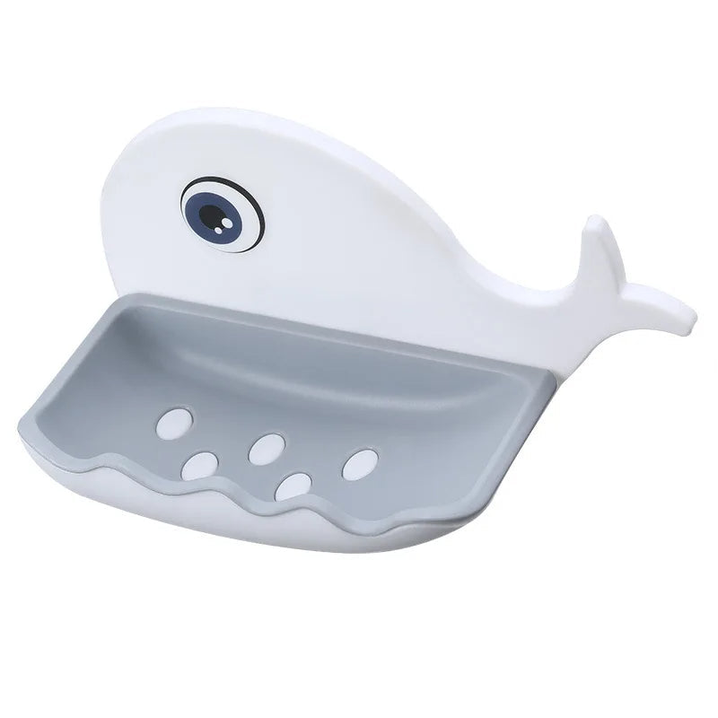 Shower Soap Holder with Drain, Portable Fish Shape, Toilet Laundry Rack, Tray for Basin