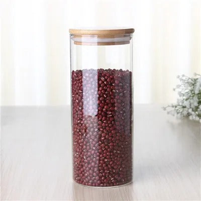 950ml Multipurpose Bamboo Lid Glass Airtight Canister Storage Bottles Jars Grains Tea Leaf Coffee Beans Candy Food Jar