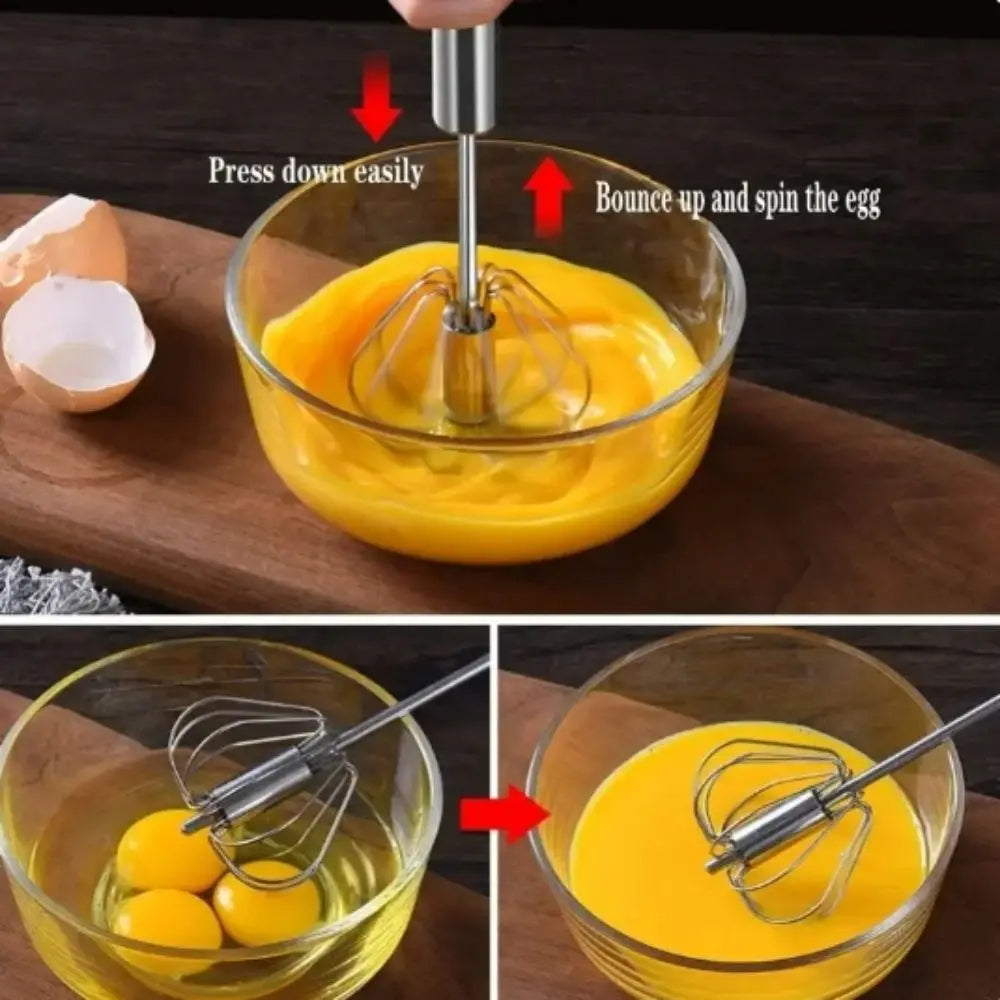 Stainless Steel Rotary Whisk Semi-Automatic Mixer Manual Whisk Household Cream Eggs Baking Gadgets