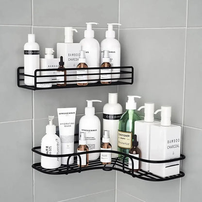 Multipurpose Wall Mount Self-Adhesive Sink Organizer Corner Shelf Metal Storage Rack