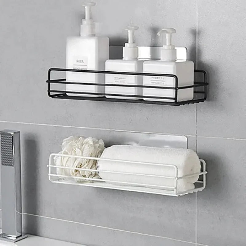 Multipurpose Wall Mount Self-Adhesive Sink Organizer Corner Shelf Metal Storage Rack