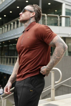 Rust Zip Button Up Set