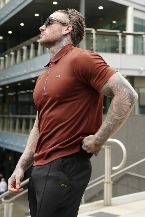 Rust Zip Button Up Set