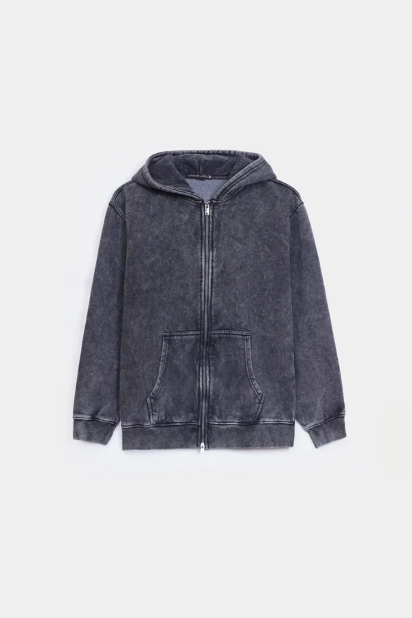 Garment-Dyed Zipper Hoodie