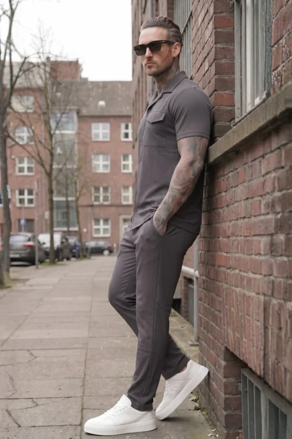Charcoal Essential Button Up Set
