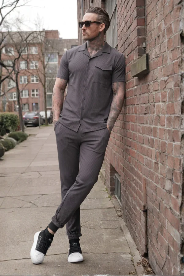 Charcoal Essential Button Up Set