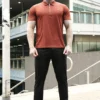 Rust Zip Button Up Set