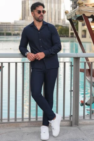 Navy Essential Button Up Set